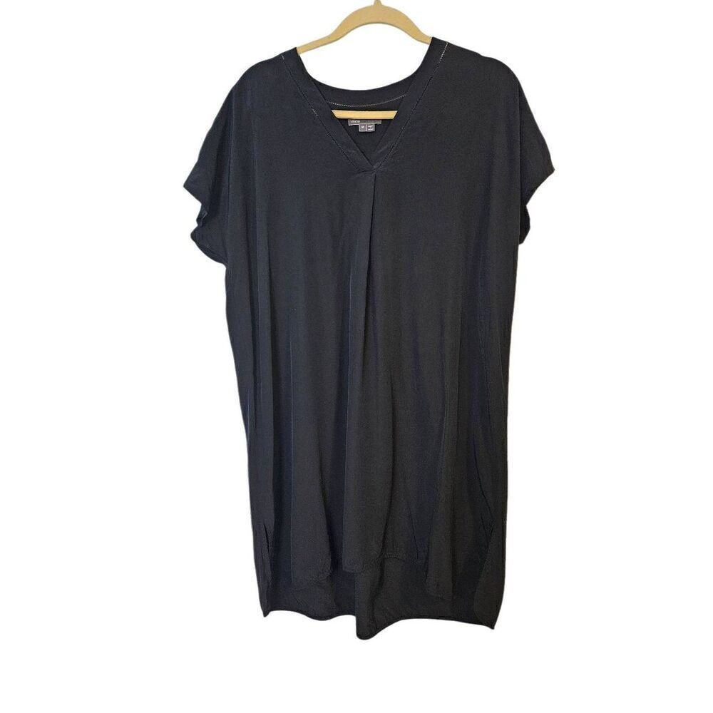 Vince black 100% silk loose fitting knee length dress. Size M.